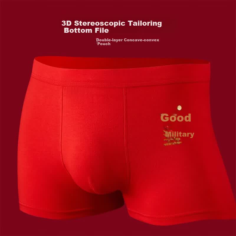 JD Jing Zao LangSha Red Underwear for Men, Zodiac Year of Horse, Pure Cotton 10A Antibacterial Festive Wedding Boxer Briefs + Red Socks for Me - Image 3
