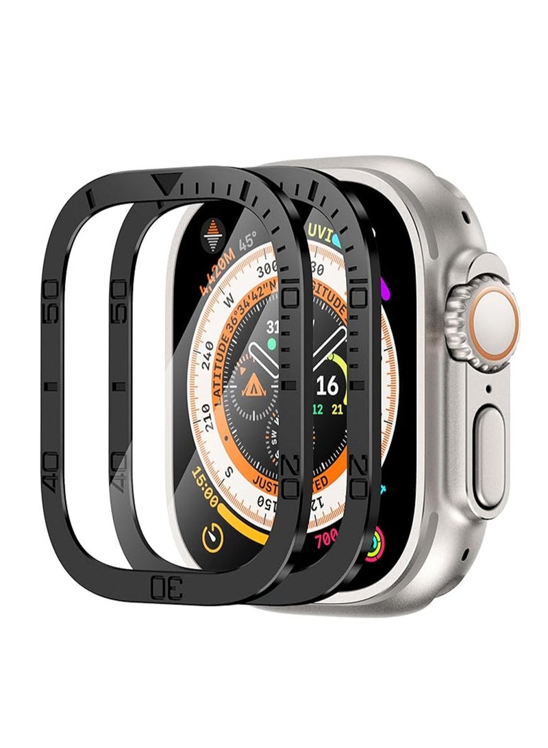 KASTWAVE Rugged Metal Case, Compatible with Apple Watch Ultra 49mm Case with Tempered Glass Screen Protector, Bezel Ring Frame Built in Clear Film for iWatch Ultra 49mm, 2 Pack, Black - Image 1