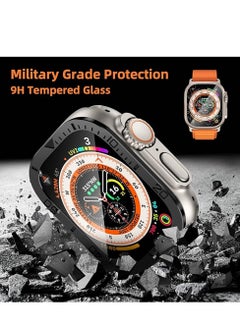 KASTWAVE Rugged Metal Case, Compatible with Apple Watch Ultra 49mm Case with Tempered Glass Screen Protector, Bezel Ring Frame Built in Clear Film for iWatch Ultra 49mm, 2 Pack, Black  - Image 3