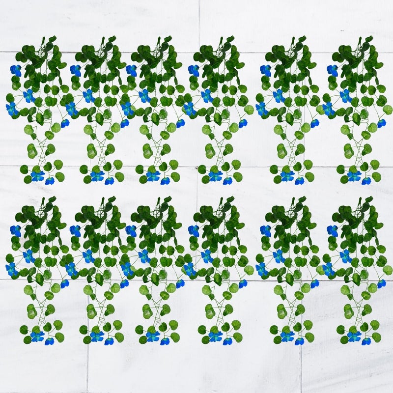 DecoreBugs Artificial Flower Plants Leaves Hanging Ivy Garlands Plant Greenery Vine Creeper Home Decor Door Wall Balcony Decoration Party Festival Craft (Pack of 12) - Image 1
