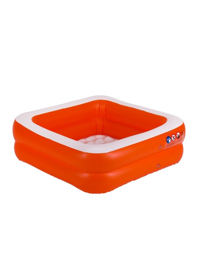 Epsilon Epsilon Play Box Pool- 85x85x23 cm (33x33x9"), Safe Inflatable Pools for Swimming, for 3+ Years/ Perfect for Home, Picnic, Park/ EPSSE1669 , Orange  - Image 1