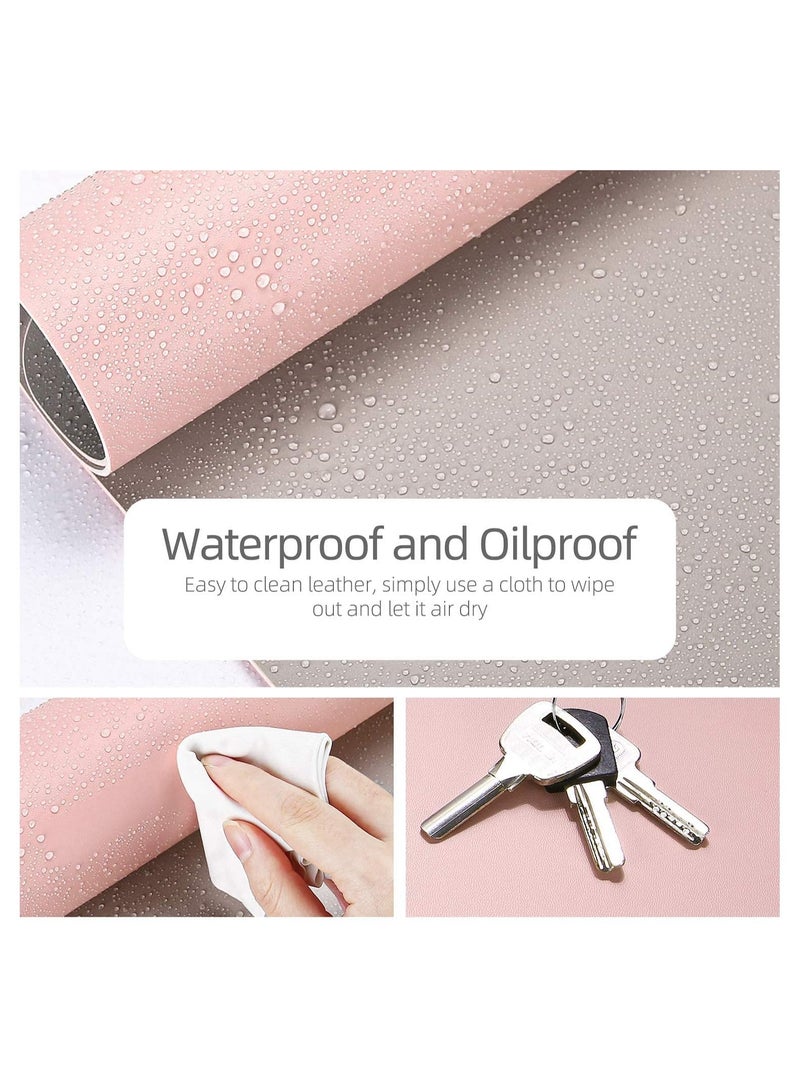 Cool Baby COOLBABY Multifunctional Office Desk Pad Ultra Thin Waterproof PU Leather Mouse Pad Dual Use Desk Writing Mat for Office/Home(80*40 CM Silver+Pink) - Image 3