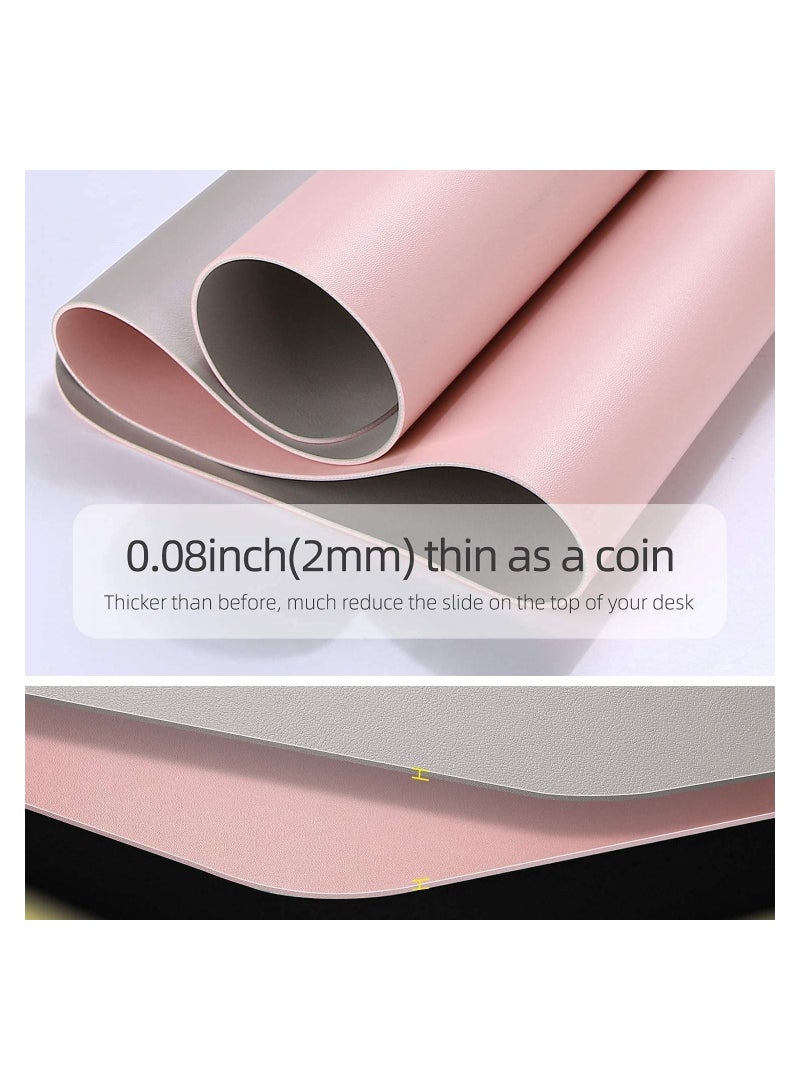 Cool Baby COOLBABY Multifunctional Office Desk Pad Ultra Thin Waterproof PU Leather Mouse Pad Dual Use Desk Writing Mat for Office/Home(80*40 CM Silver+Pink) - Image 4