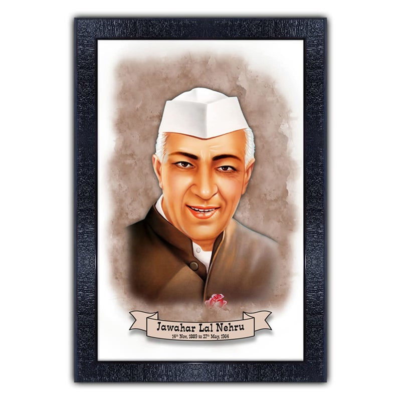 pnf UV Textured Framed Poster of Indian Freedom Fighter Jawaharlal Nehru with Wooden Synthetic Frame p-142 (13.5x19inch,Framed Print,Multicolour) - Image 4