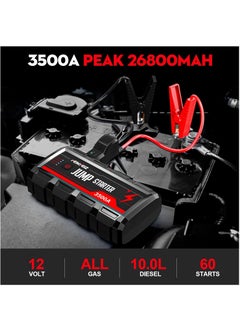 FEIKFEIZ Car Jump Starter 3500A Peak 26800mAh 12V Super Safe Jump Starter(Up to All Gas, 10.0L Diesel Engine), with USB Quick Charge 3.0  - Image 2