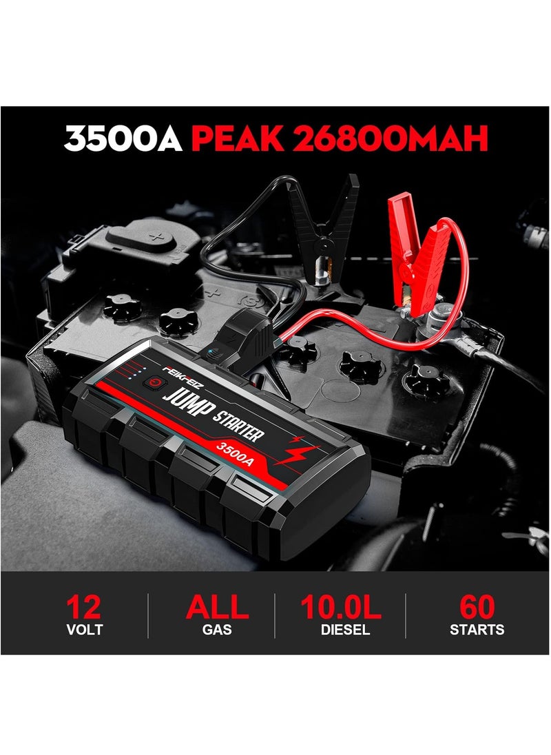 FEIKFEIZ - Car Jump Starter 3500A Peak 26800mAh 12V Super Safe Jump Starter(Up to All Gas, 10.0L Diesel Engine), with USB Quick Charge 3.0 - Image 1