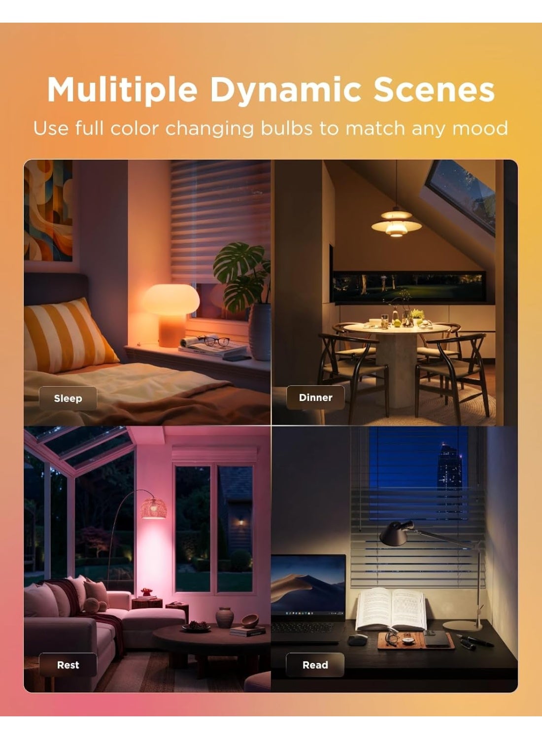 Govee Smart Led Light Bulb A19 800 Lumens Rgbww 4Pcs