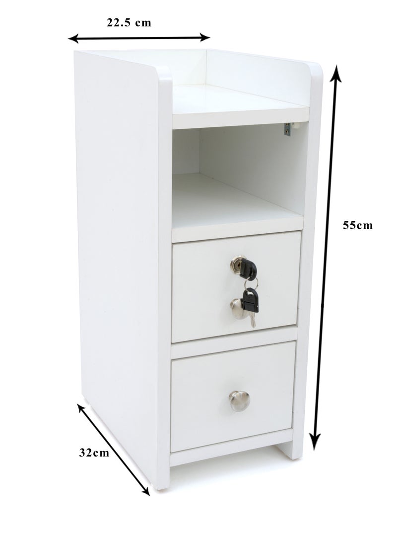AFT - Slim Minimalist Design Tall Nightstand /bedside Table / Mid Century Modern Design bedside table / Nightstand with 2 Drawers and Sturdy MDF Frame, Perfect for Modern Bedroom and living room Space, Ideal for small spaces, it combines functionality with style, offering storage without taking up much room. (White) Arfan - Image 1