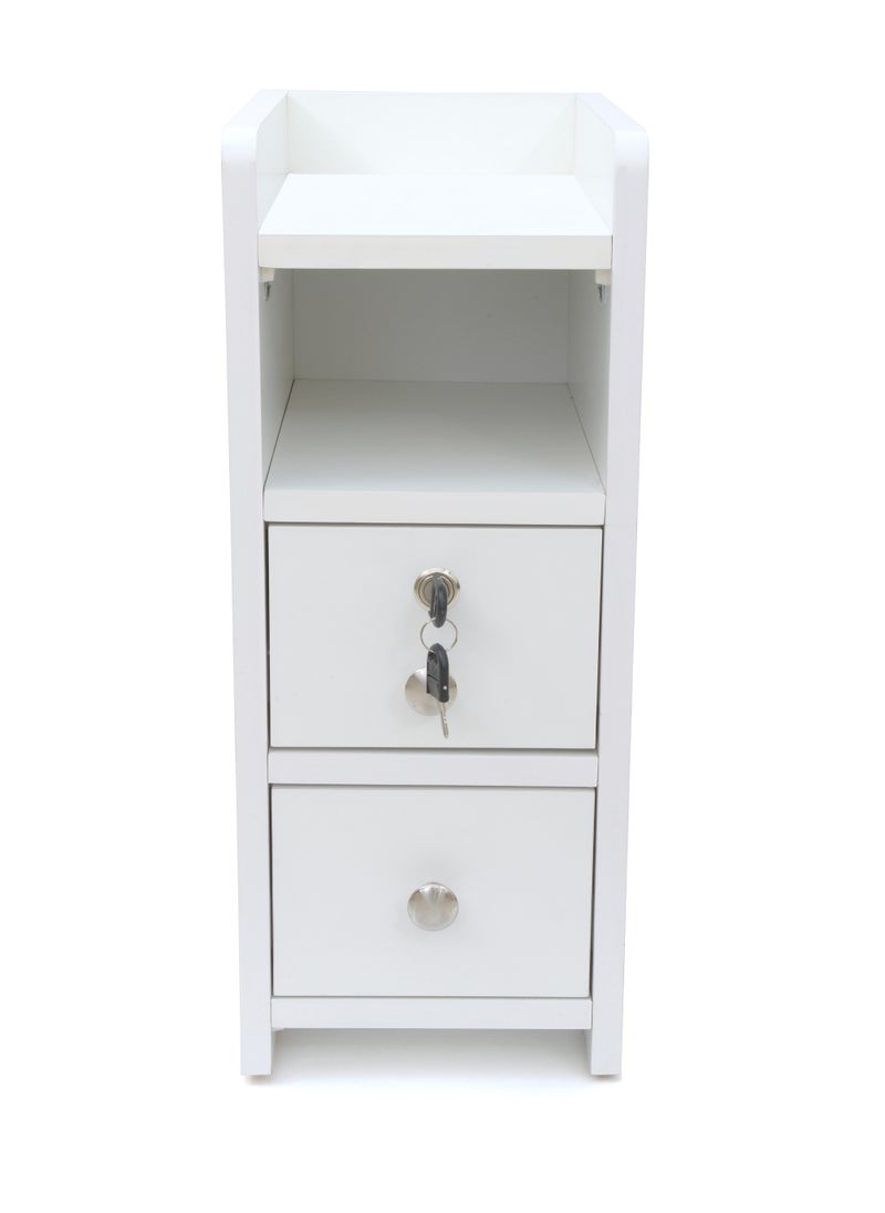 AFT - Slim Minimalist Design Tall Nightstand /bedside Table / Mid Century Modern Design bedside table / Nightstand with 2 Drawers and Sturdy MDF Frame, Perfect for Modern Bedroom and living room Space, Ideal for small spaces, it combines functionality with style, offering storage without taking up much room. (White) Arfan - Image 1