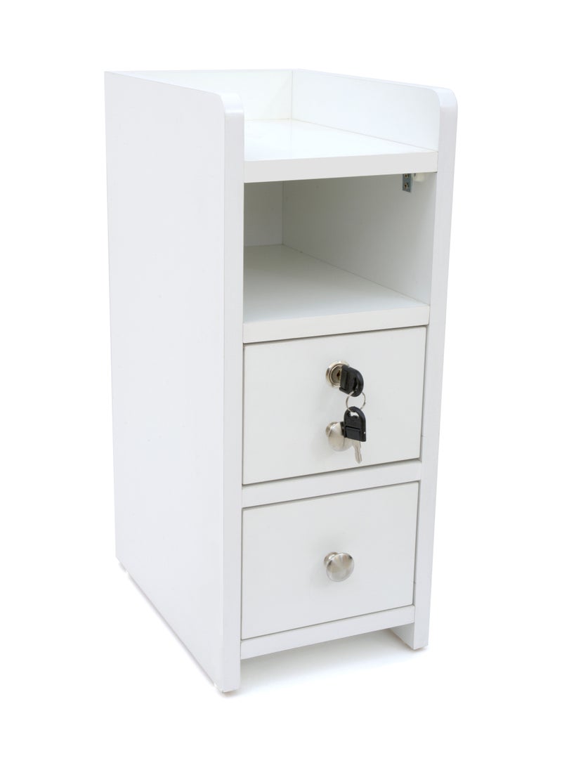 AFT - Slim Minimalist Design Tall Nightstand /bedside Table / Mid Century Modern Design bedside table / Nightstand with 2 Drawers and Sturdy MDF Frame, Perfect for Modern Bedroom and living room Space, Ideal for small spaces, it combines functionality with style, offering storage without taking up much room. (White) Arfan - Image 1