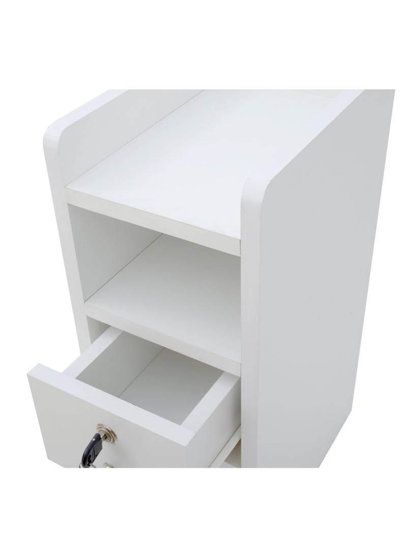 AFT - Slim Minimalist Design Tall Nightstand /bedside Table / Mid Century Modern Design bedside table / Nightstand with 2 Drawers and Sturdy MDF Frame, Perfect for Modern Bedroom and living room Space, Ideal for small spaces, it combines functionality with style, offering storage without taking up much room. (White) Arfan - Image 1