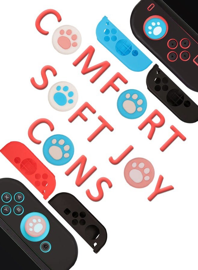 Arisll Switch Accessories - Family Bundle Accessories for Nintendo Switch, Carry Case& Screen Protector,4 Pack Joy Con Grips and Steering Wheels, Dockable Case Cover,Stand Mount,Joy Con Charger and More. - Image 3