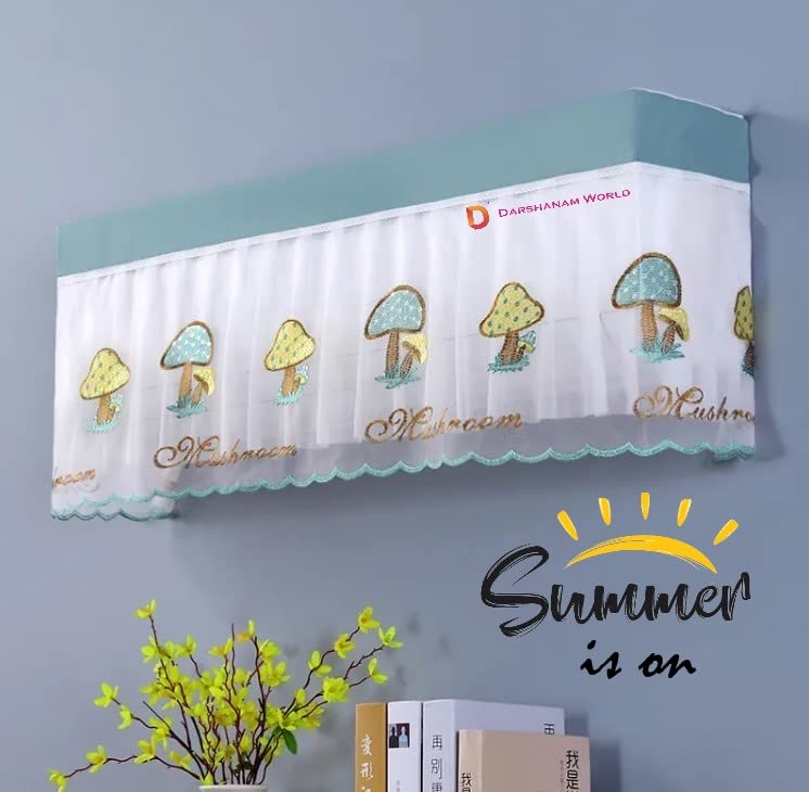 DARSHANAM WORLD Premium Work Indoor AC Dust Protection Cover Designer Summer Ac Cover for 1.5 Ton (38 X 12 X 9 inch ) (GREEN MASHROOM 1.5) - Image 2