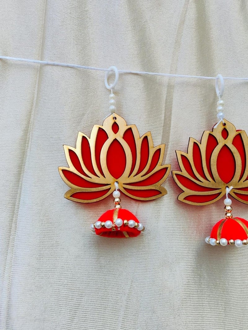Nutts Handmade Wall Decor Lotus with jhumki Style Hanging for Home DecorDiwali DecorWedding and All Festival Decor  - Image 4
