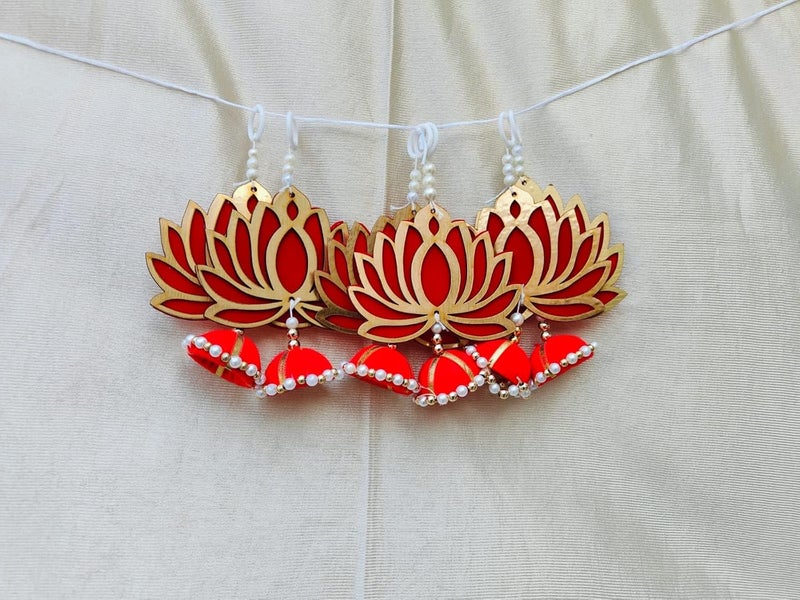 Nutts Handmade Wall Decor Lotus with jhumki Style Hanging for Home DecorDiwali DecorWedding and All Festival Decor  - Image 2