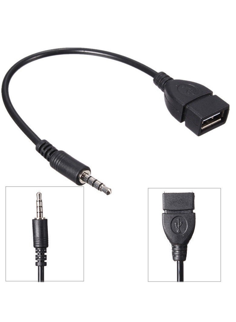 كابل محول من ذكر AUX إلى أنثى باللون الأسود - Image 1