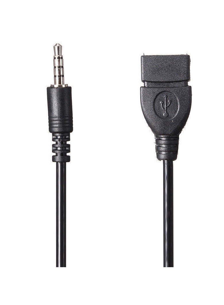 كابل محول من ذكر AUX إلى أنثى باللون الأسود - Image 2