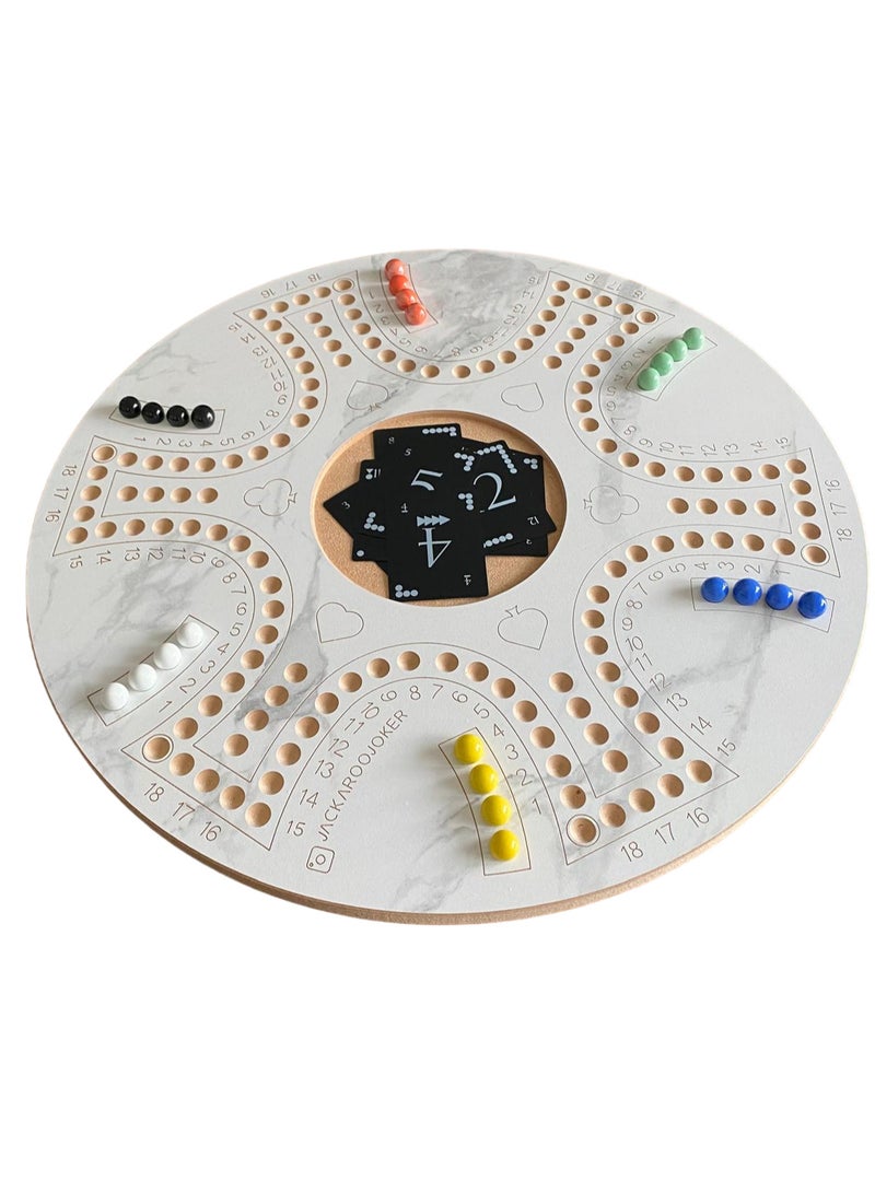 JACKAROOJOKER Jackaroo Jakaroo Wood Game Marble Color two side for 4 players and other side for 6 players with bag - Image 2