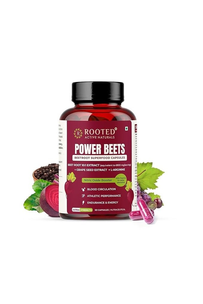 Rooted Active's PowerBeets - Beet Root Capsules(60 Caps) - Image 1