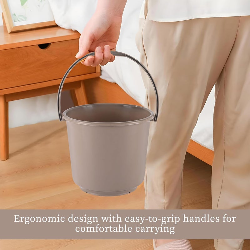 Kuber Industries 2 Pcs Compact Size Plastic 5 Litre Bucket with lid for Kitchen, Cleaning & Water Storage – Small Lightweight and Easy to Carry Utility Bucket Ideal for Mopping - Plain - Gray & Brown - Image 5