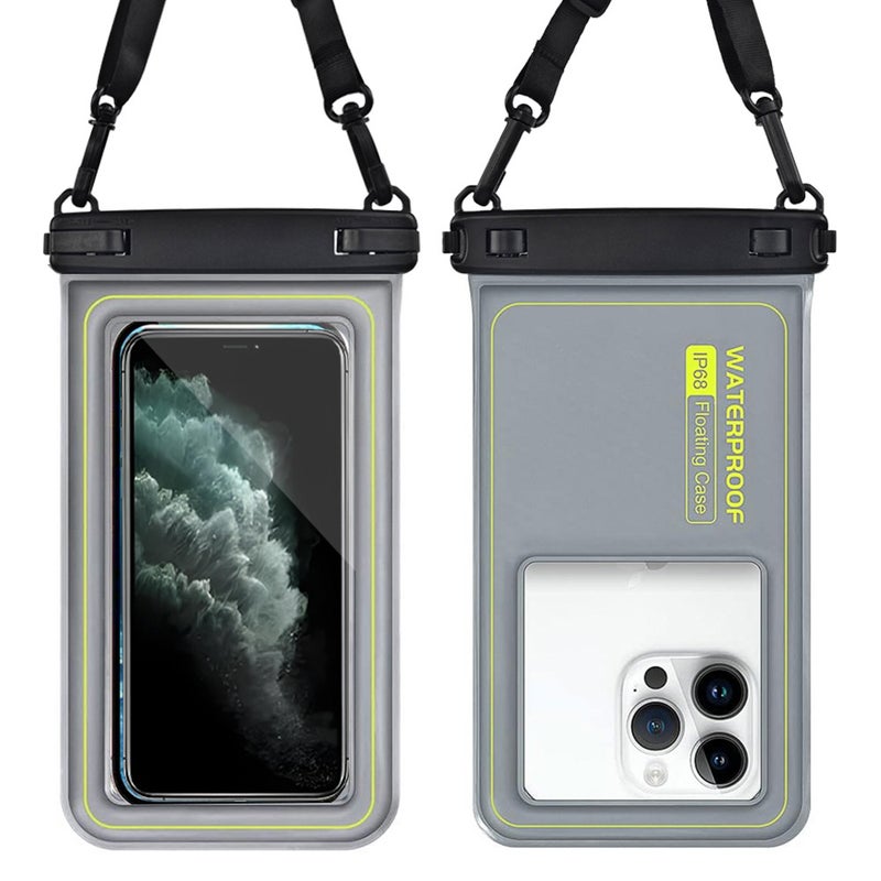 Double-Hook Sponge Floating IP68 Waterproof Phone Pouch, Touch Accessible Crossbody Dry Bag, Compatible with iPhone, Samsung Galaxy and mainstream phones, for swimming, snorkeling,  surfing