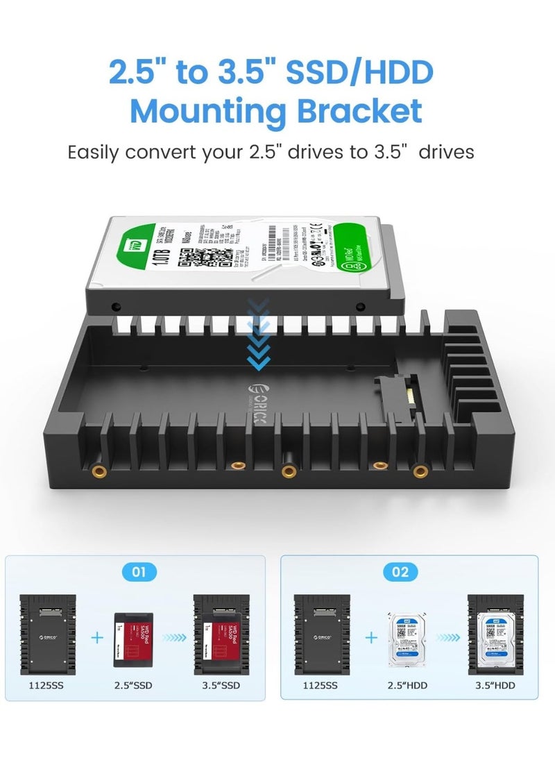 ORICO 2.5 to 3.5 Hard Drive Adapter HDD SSD Mounting Bracket Tray for 7/9.5/12.5mm 2.5 Inch HDD/SSD with SATA III Interface - Image 4