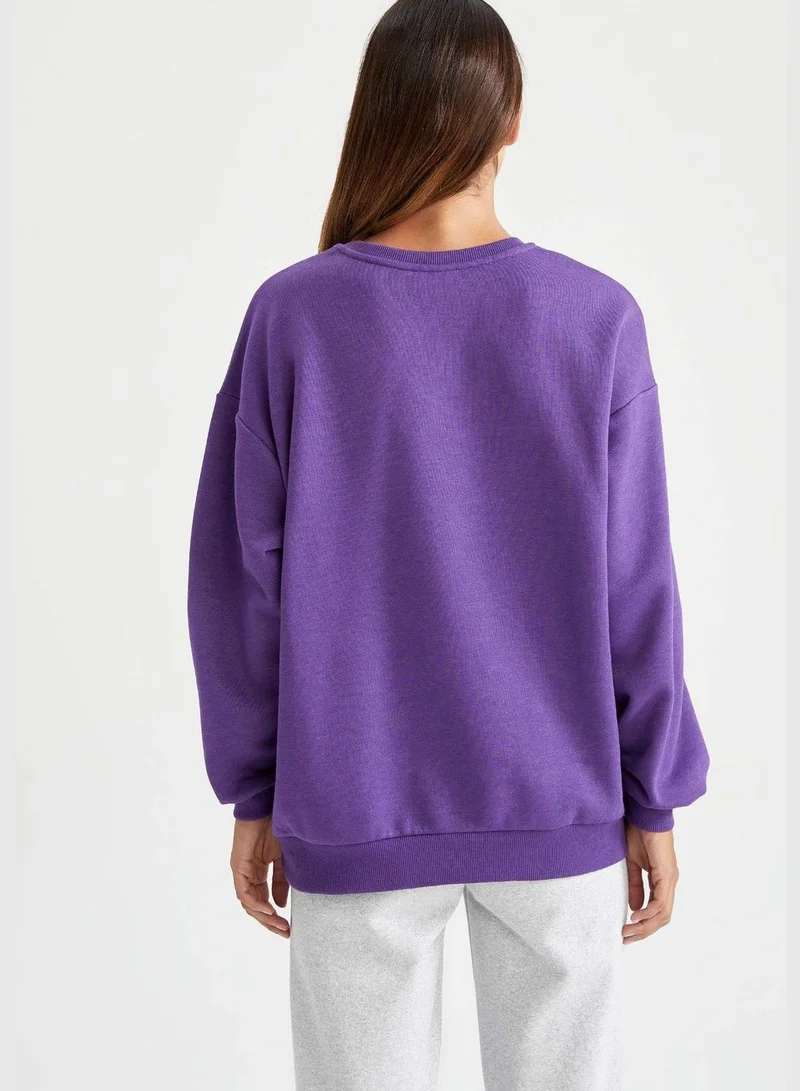 DeFacto Woman Oversize Fit Crew Neck Long Sleeve Knitted Sweatshirt