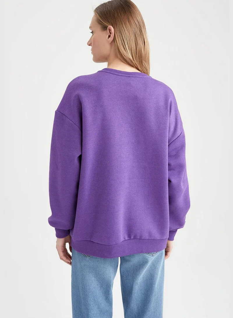 DeFacto Woman Oversize Fit Crew Neck Long Sleeve Knitted Sweatshirt