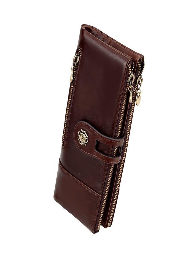 SHUAINIU Women's RFID Blocking Wallet Soft Leather Clutch Money Ladies Purse Slim Card Holder Organizer Zip Pocket (3512-Red) - Image 4