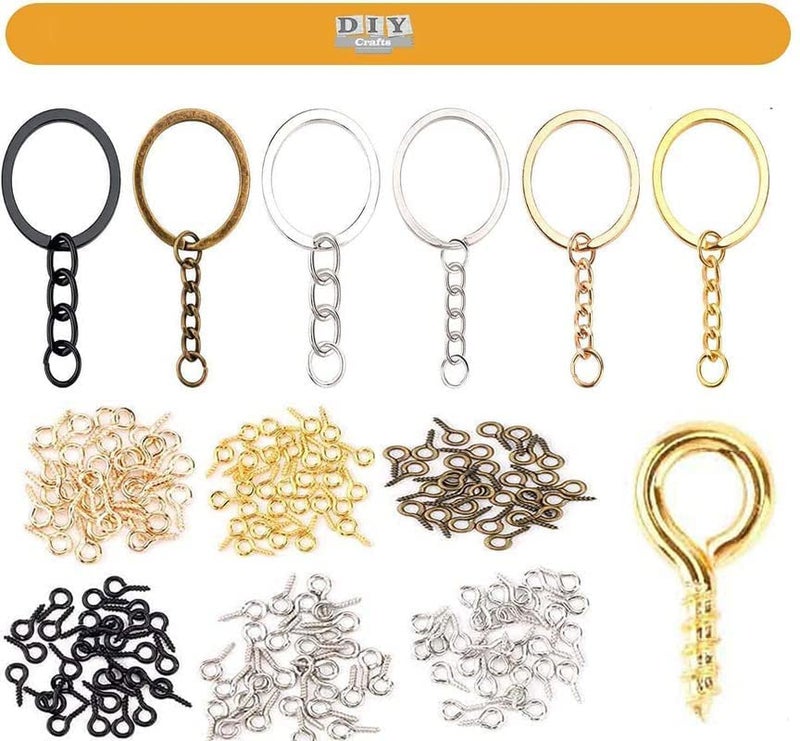 DIY Crafts DIY Crafts (2 Pcs Keyrings, Antique Silver) Metal Larger Lobster Clasps Extension Chain Hooks, D Rings, Slide Buckle for Keychain Key Rings Clip Connector Bags Art Crafts Jewelry Making Finding  - Image 2