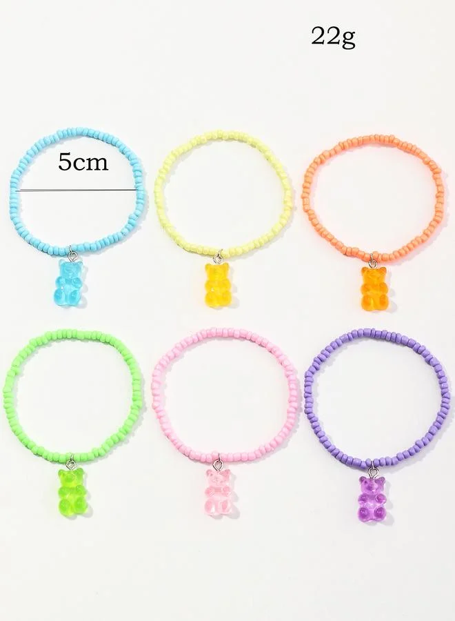 Take Two  Pack of 6 - Girls Multi-Color Gummy Bear Beaded Bracelets for Women | Best Price UAE
