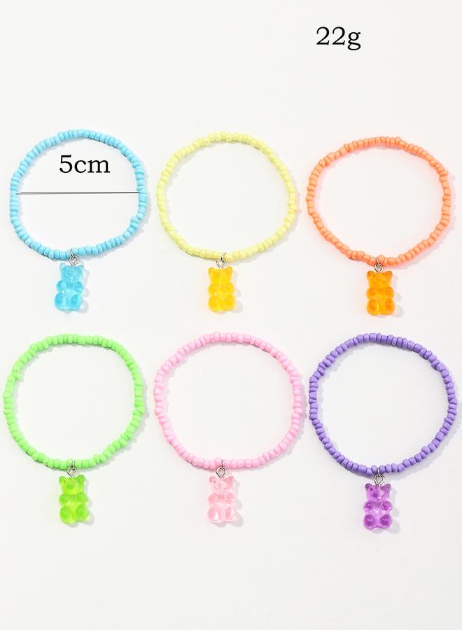 Take Two Pack of 6 - Girls Multi-Color Gummy Bear Beaded Bracelets - Image 4