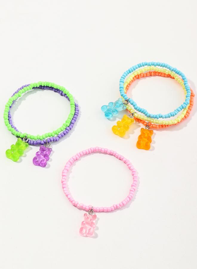 Take Two Pack of 6 - Girls Multi-Color Gummy Bear Beaded Bracelets - Image 2