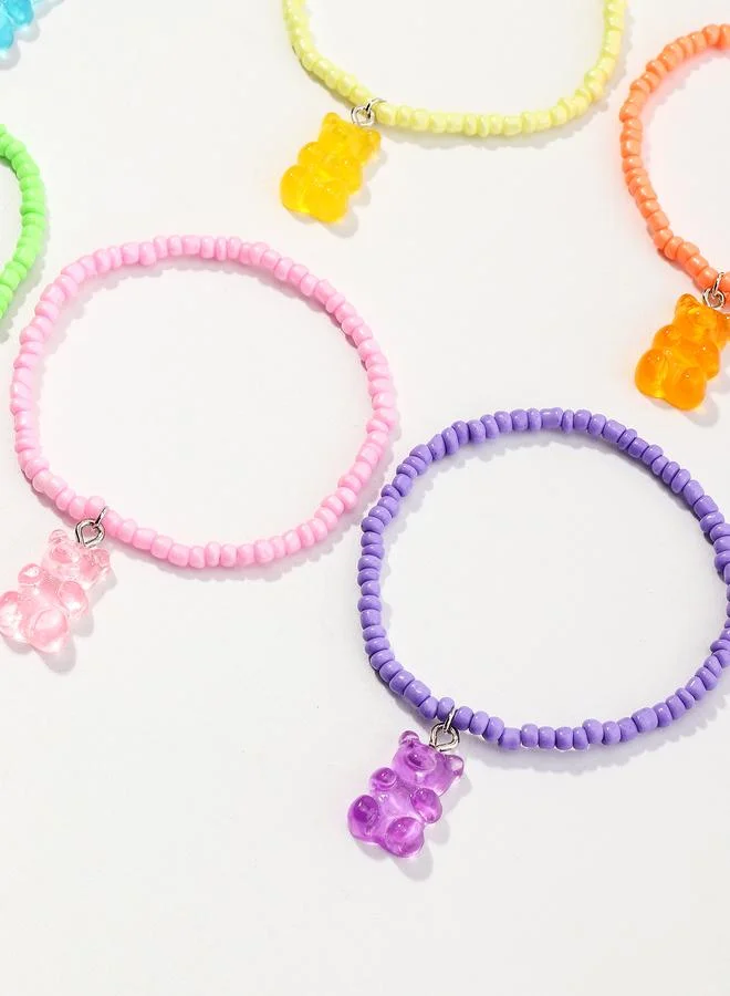 Take Two  Pack of 6 - Girls Multi-Color Gummy Bear Beaded Bracelets for Women | Best Price UAE