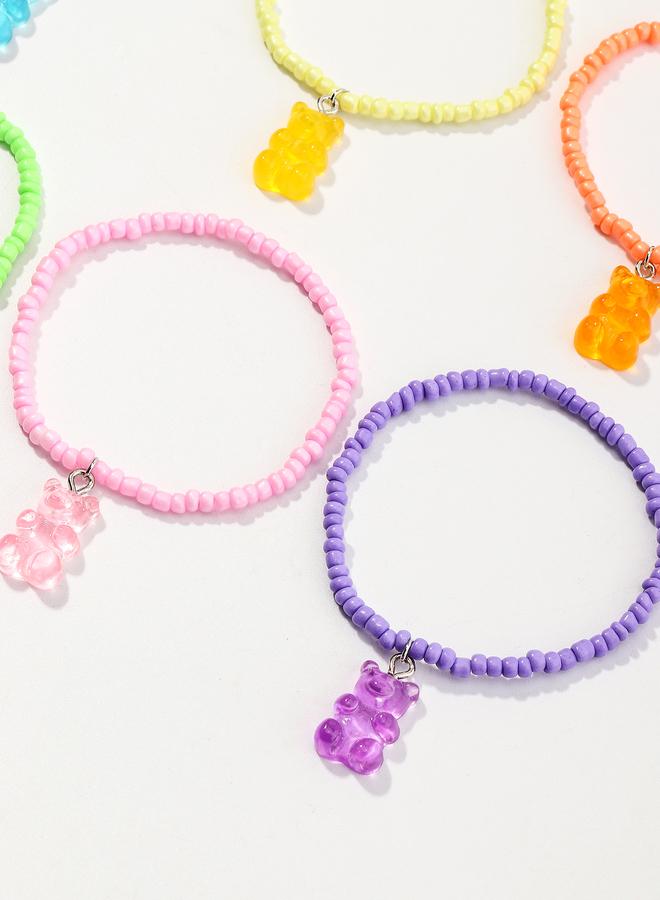 Take Two Pack of 6 - Girls Multi-Color Gummy Bear Beaded Bracelets - Image 3