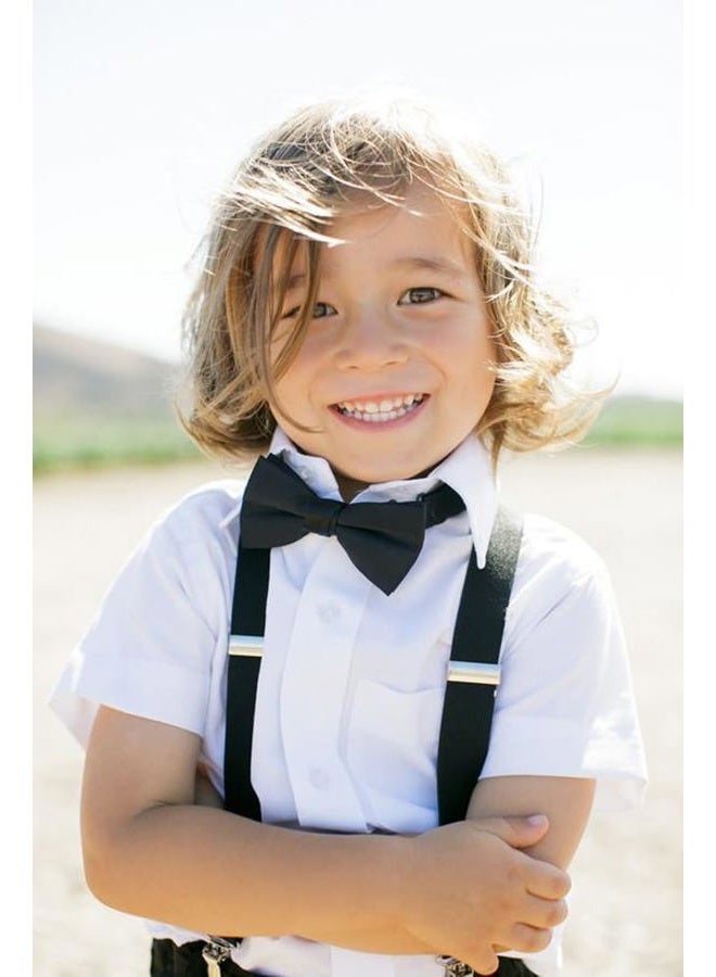 GUCHOL Child Kids Suspenders for Boys and Girls Toddler, Baby Leather 4 Clips Strong Metal Adjustable Suspender, Black, 33 INCH(6-13Year) - Image 5