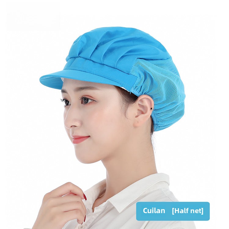 Breathable Chef Cap Dustproof Kitchen Work Hat for WomenTurquoise Blue half Net Turquoise Blue half Net 