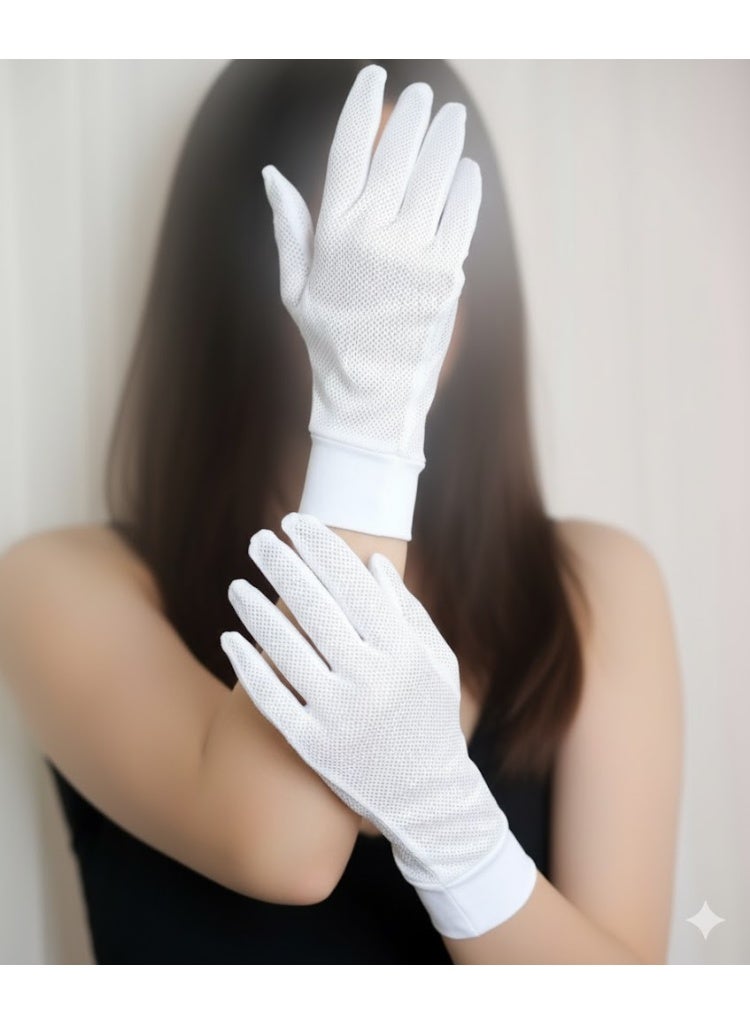 Elegant women's cotton gloves, a soft and luxurious design, ideal for extended wear during daily activities or while sleeping for skincare. - Image 1