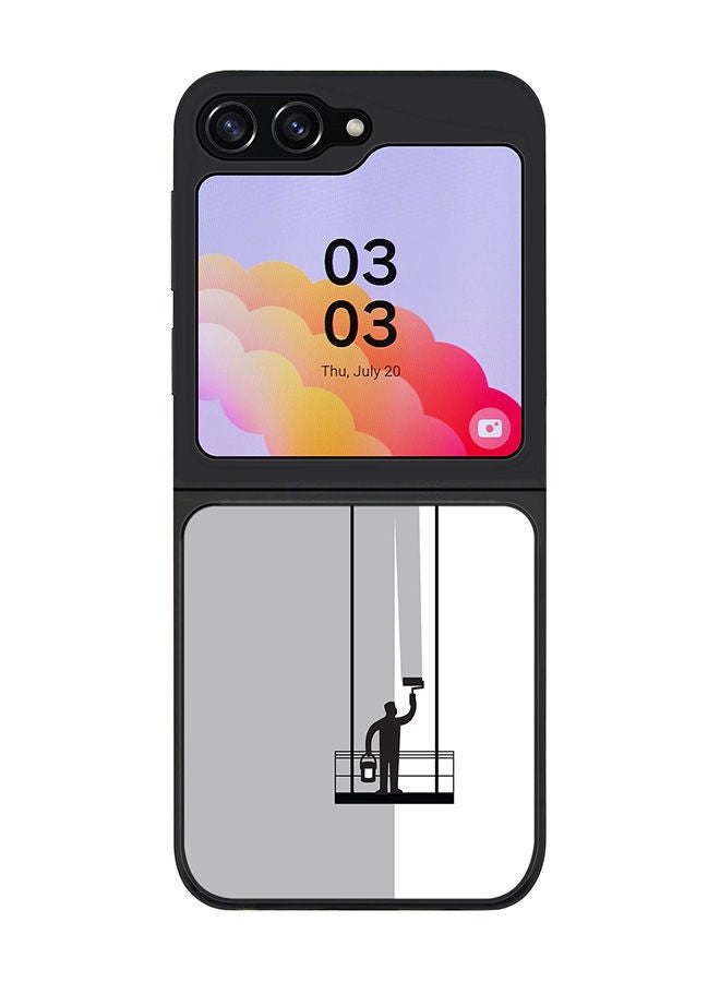 Stylizedd Rugged Black edge case for Samsung Galaxy Z Flip5, Slim fit Soft Case Flexible Rubber Edges Anti Drop TPU Gel Thin Cover -  Paint Hanger (Grey) - Image 1