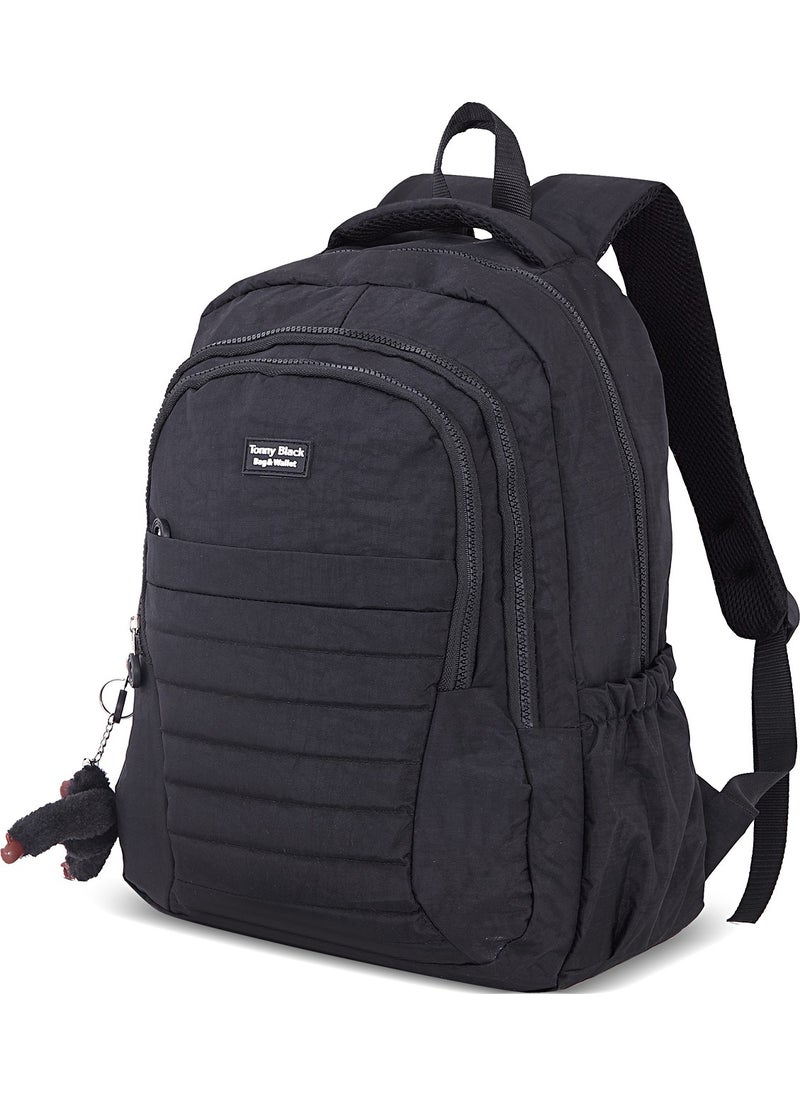 tonny black Original Unisex Large Volume Multi Compartment Crinkle Fabric Luxury School Bag for High School Middle School Primary School  - Image 4