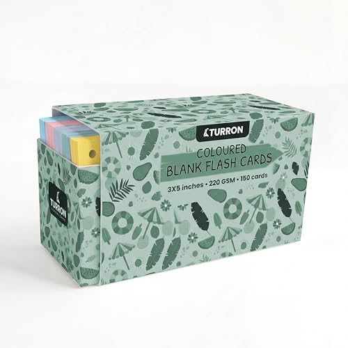Turron Premium Blank Index Flash Cards | Punched with Binder Rings for Study, Notes & Revision (150, Multicolor, 3 x 5 Inch, 1-Side Ruled) - Image 5