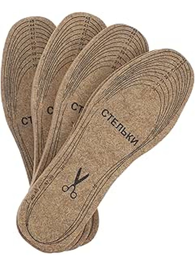 4 Pairs Wool Felt Insoles Women Men Thickened Winter Warm Shoe Inserts Trim To Fit Cushioning Pads For Boots - Image 1