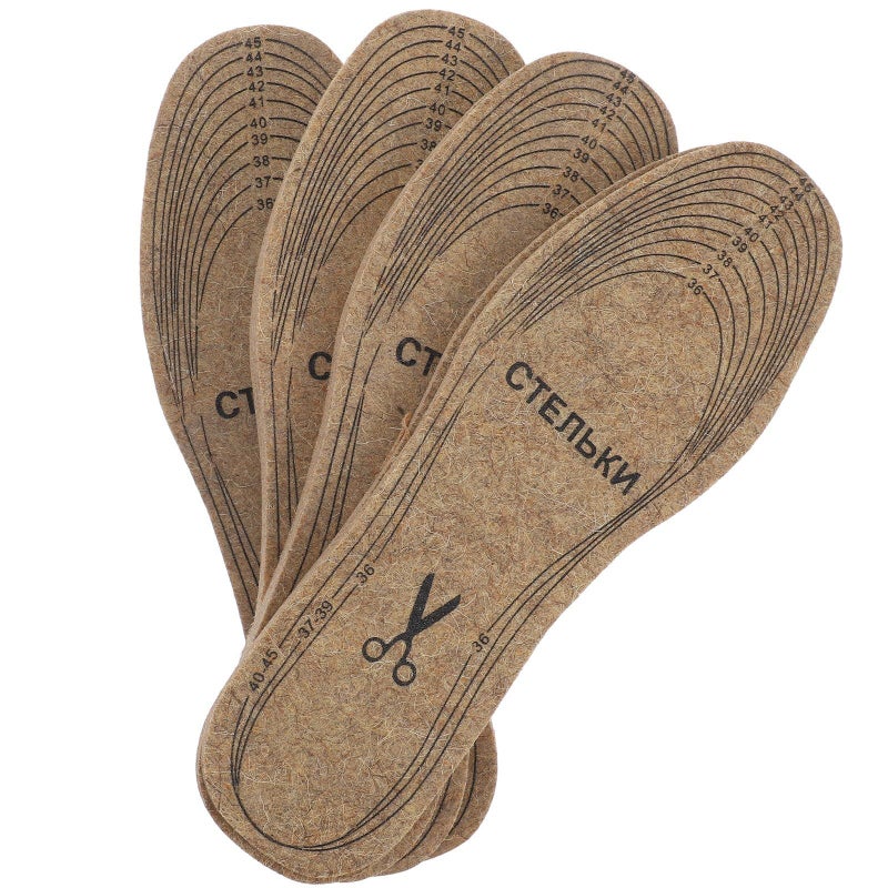 4 Pairs Wool Felt Insoles Women Men Thickened Winter Warm Shoe Inserts Trim To Fit Cushioning Pads For Boots - Image 2