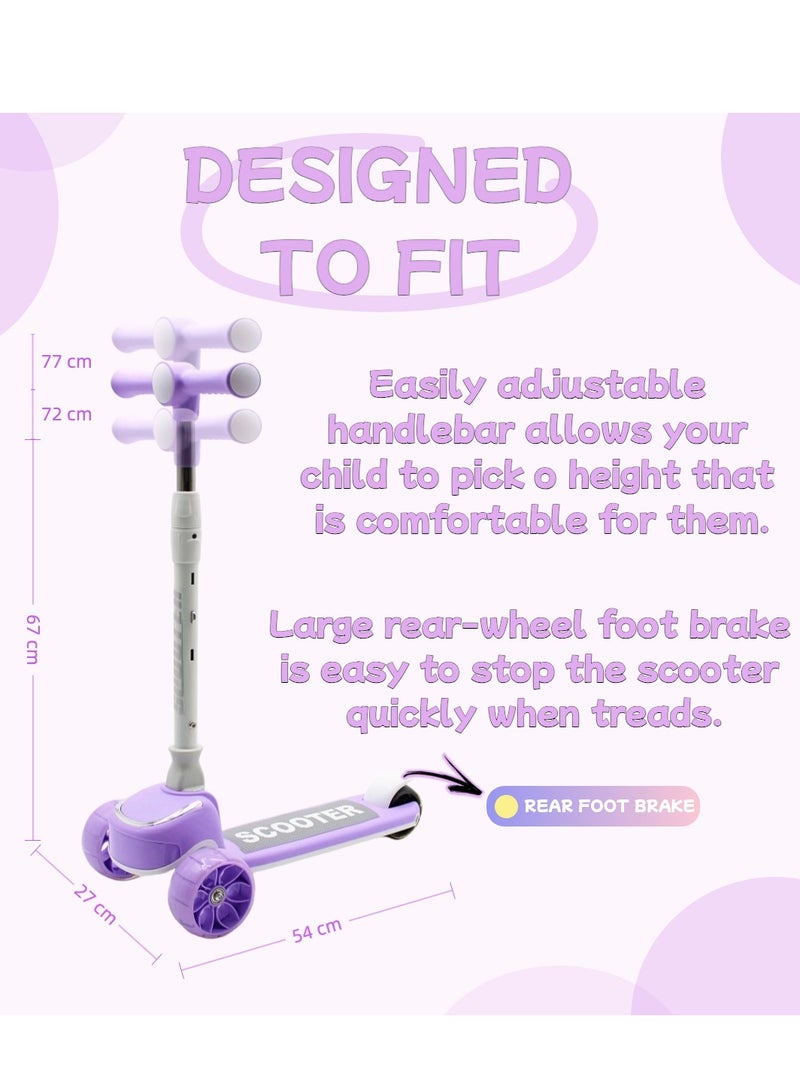 EASY FUTURE Foldable Kids Scooter with Height-Adjustable Handle, LED PU Wheels, Rear Brake & Music – Ideal for 3-8 Years - Image 3