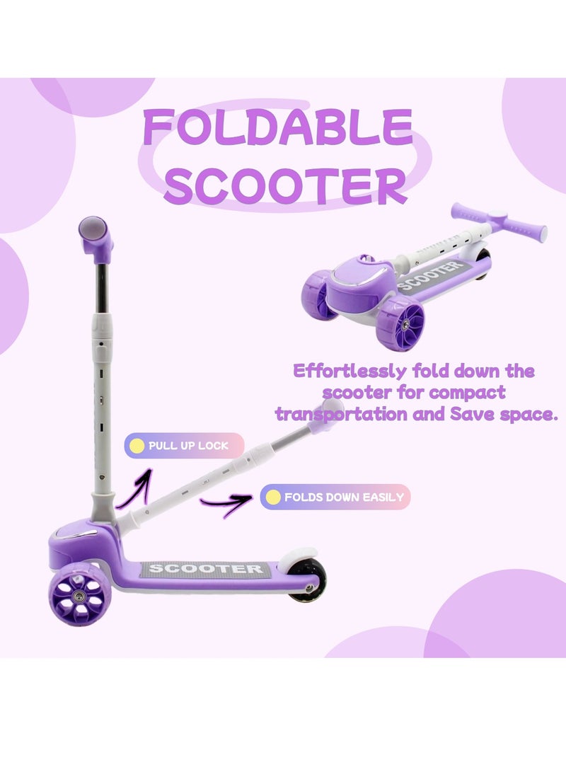 EASY FUTURE Foldable Kids Scooter with Height-Adjustable Handle, LED PU Wheels, Rear Brake & Music – Ideal for 3-8 Years - Image 2