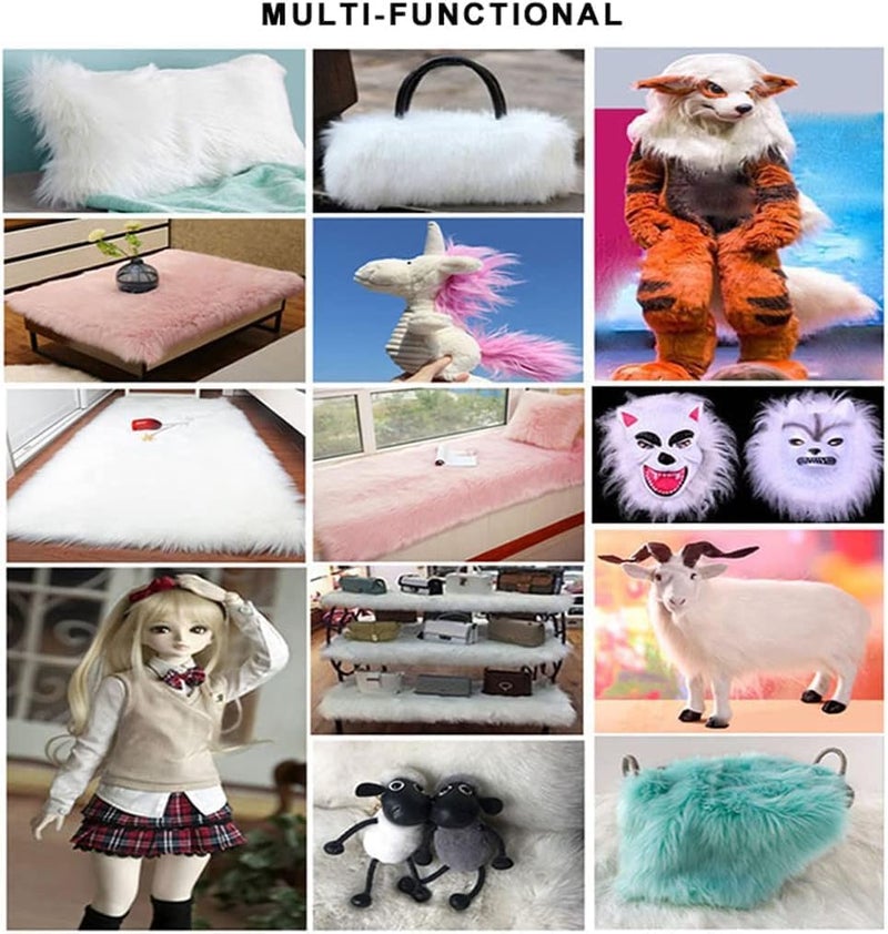 Faux Fur Faux Fur Fabric 180x50cm Soft Long Pile Fabric for Costume Crafts Cushion Decorations Cosplay Toys Use Fake Fur Fabric for DIY, Craft Fur Decoration (Color : Green) - Image 5