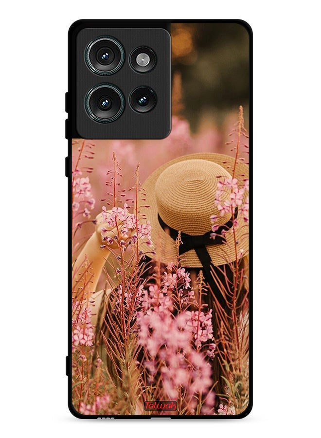 Tolwak Motorola Edge 50 Protective Case Cover Hat Girl In Flowers - Image 1