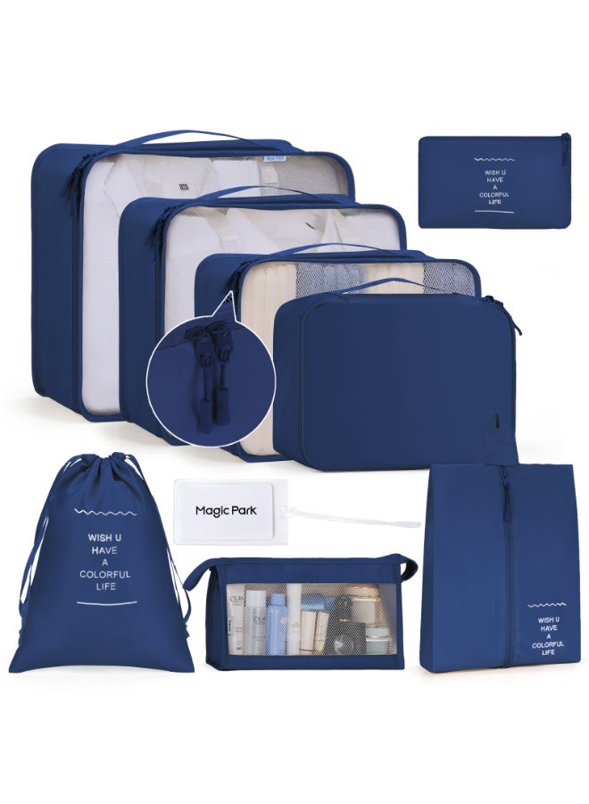 Magic Park Packing Cubes for Suitcase 8Pcs Light Blue Packing Cubes for Storage Luggage Packing Organizer Travel Packing Cubes Set Clothes Shoes Storage for Travel Essential - Image 1