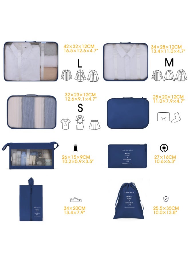 Magic Park Packing Cubes for Suitcase 8Pcs Light Blue Packing Cubes for Storage Luggage Packing Organizer Travel Packing Cubes Set Clothes Shoes Storage for Travel Essential - Image 2