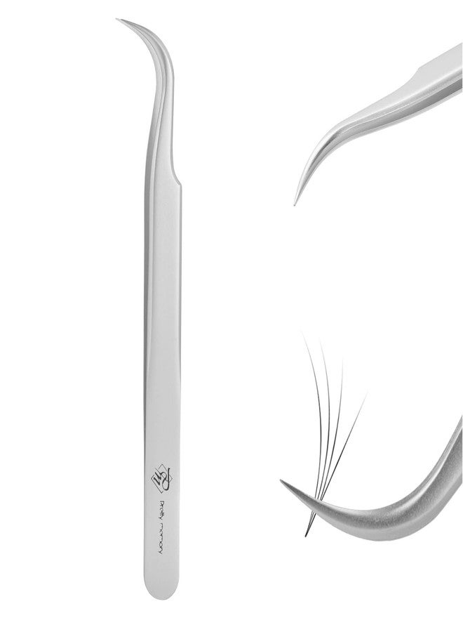 Pretty memory Lash Extension Tweezers, Curved Tweezers for Professional Grafting, Precision Stainless Steel Eyelash Extension Tweezers, Silver - Image 1